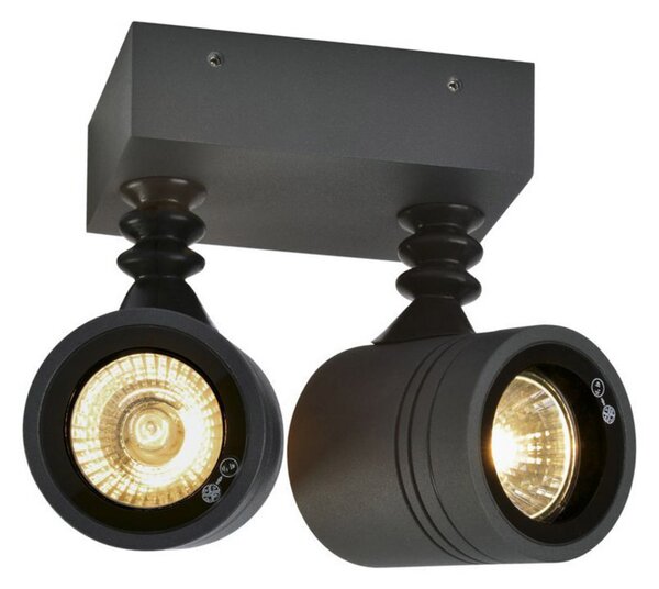 SLV Lampă de perete pentru exterior Myra, 2 lumini, antracit, reglabil, Negru, Metal, Modern