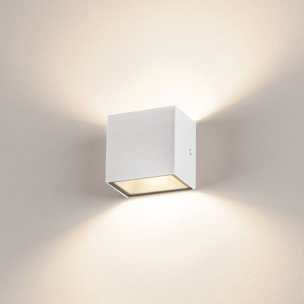 SLV Sitra Cube LED pentru exterior, alb, Alb, Metal, Modern, Perete unghiular