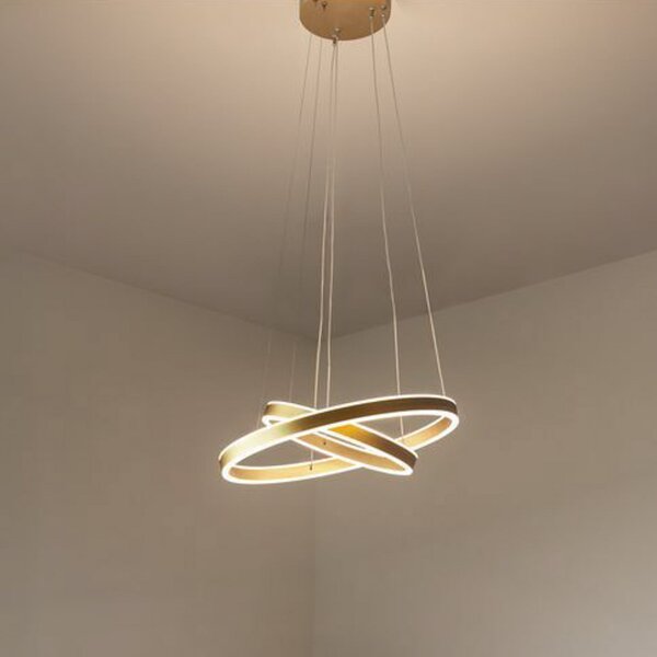 SLV Lampă suspendată One Double LED, alamă, Ø 60 cm, reglabil, Auriu / Alamă, Camera de zi / sufragerie, Metal, Modern