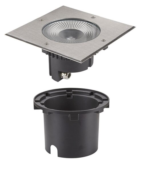 SLV Rocci 200 LED cu încastrat în podea pătrat 20cm, Metalic, Metal, Modern, Luminile încastrate unghiulare