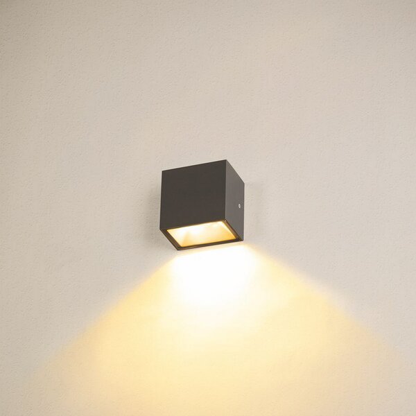 SLV Sitra Lampă de perete cu un singur LED pentru exterior, antracit, Negru, Metal, Modern, Soclu de perete jos