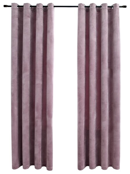 Perdele opace cu inele 2 buc. roz antichizat 140x175 cm catifea