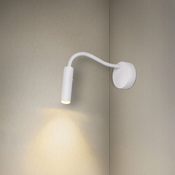 SLV Karpo Goose Aplică de perete cu LED, dimabilă, alb, reglabil, Alb, dormitor, Metal, Modern, Lumină de lectură