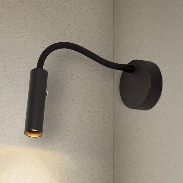 SLV Karpo Goose Aplică de perete cu LED, dimabilă, negru, reglabil, Negru, dormitor, Metal, Modern, Lumină de lectură
