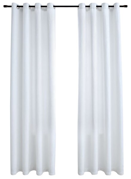 Draperii opace cu inele metalice, 2 buc., alb, 140 x 175 cm