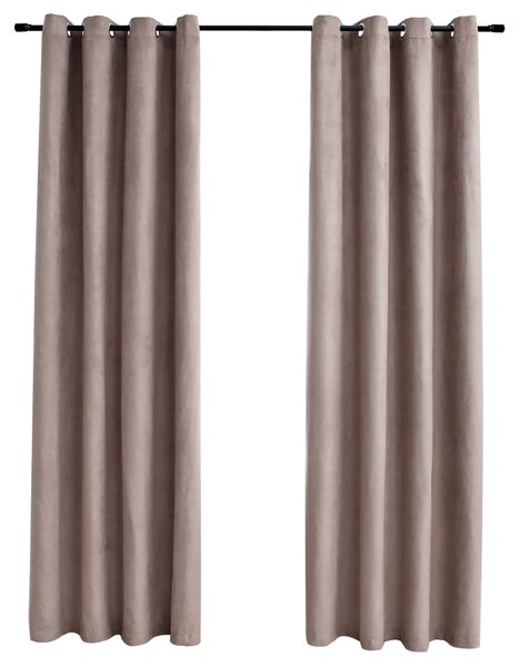 Draperii opace cu inele metalice, 2 buc., gri taupe, 140x245 cm