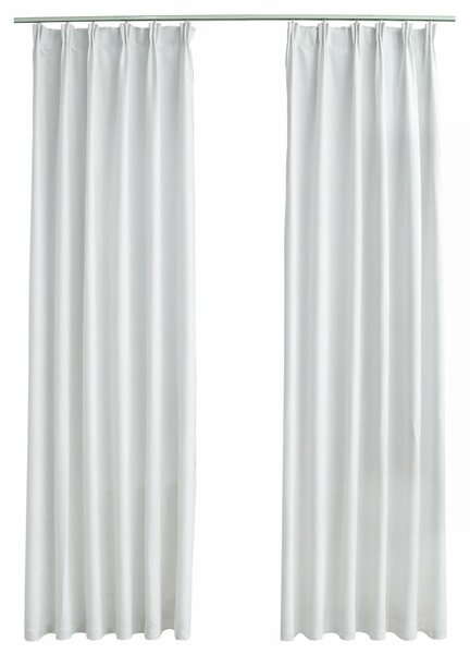 Draperii opace cu cârlige, 2 buc., alb ivoriu, 140 x 175 cm