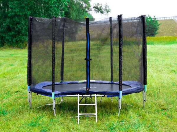 Trambulina 305 cm din Otel, cu Plasa de Protectie, Scara de Acces, Suporta pana la 150 de kg