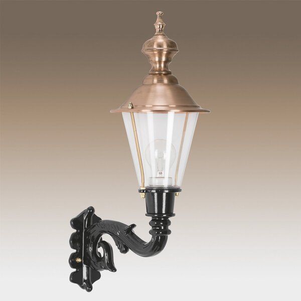 K.S. Verlichting Aplică de exterior Hoorn, soclu superior, negru, reglabil, Negru, Metal, Antichitate