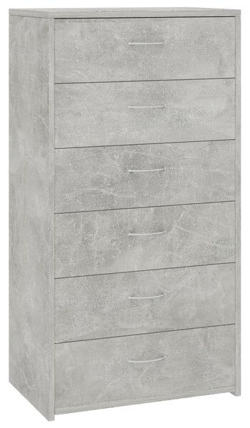 Dulap cu 6 sertare, gri beton, 50x34x96 cm, lemn prelucrat