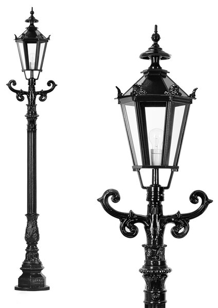 K.S. Verlichting Bornă luminoasă Brighton, negru, înălțime 95 cm, metal, IP44, Negru, Metal, Antichitate