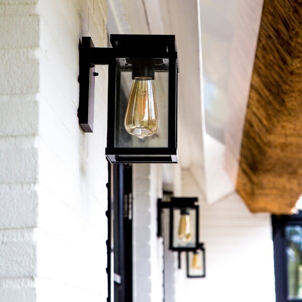 K.S. Verlichting Aplică pentru exterior Jersey M, înălțime 22 cm, Negru, Metal, Modern, Felinar