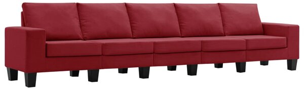 Canapea cu 5 locuri, roșu vin, material textil