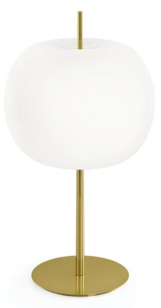 Kdln Lampă de masă Kushi XL, alamă/alb, înălțime 60 cm, dimabil, reglabil, Alb, Camera de zi / sufragerie, Sticlă, Design