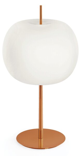 Kdln Lampă de masă Kushi XL, cupru/alb, înălțime 61 cm, reglabil, Alb, Camera de zi / sufragerie, Sticlă, Design, glob