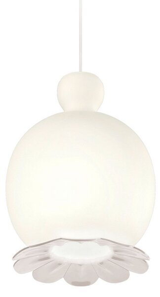 Kdln Opyo lampă suspendată, alb, Ø 22 cm, sticlă, reglabil, Alb, Camera de zi / sufragerie, Sticlă, Design