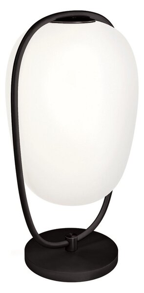 Kdln Lampă de masă Lannà, negru/alb, înălțime 40 cm, reglabil, Alb, Camera de zi / sufragerie, Sticlă, Design