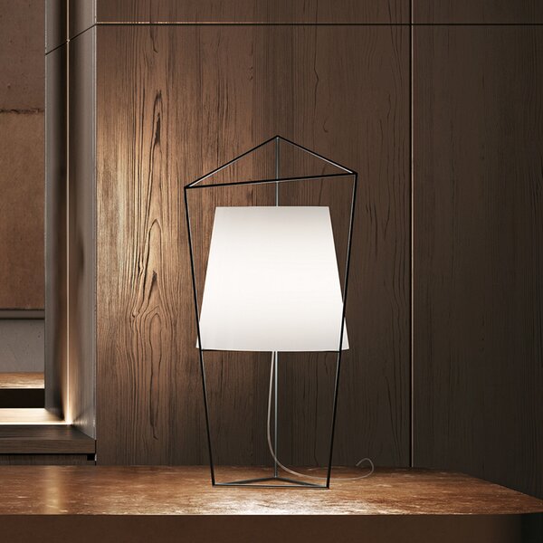 Kdln Lampă de masă Tatu, culoare alamă, înălțime 69 cm, sticlă, reglabil, Auriu / Alamă, Camera de zi / sufragerie, Sticlă, Design