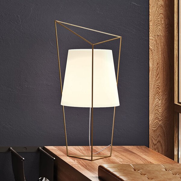 Kdln Lampă de masă Tatu, culoare alamă, înălțime 69 cm, sticlă, reglabil, Auriu / Alamă, Camera de zi / sufragerie, Sticlă, Design