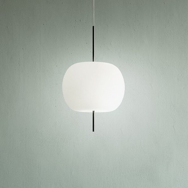 Kdln Lampă suspendată Kushi, negru/alb, Ø 16 cm, sticlă, reglabil, Alb, Camera de zi / sufragerie, Sticlă, Design, glob