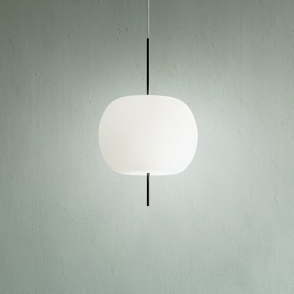 Kdln Lampă suspendată Kushi, negru/alb, Ø 33 cm, sticlă, reglabil, Alb, Camera de zi / sufragerie, Sticlă, Design, glob