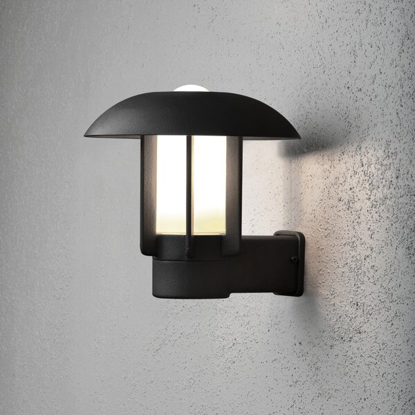 Konstsmide Aplică de exterior Heimdal, aluminiu, negru, Negru, Sticlă, Modern