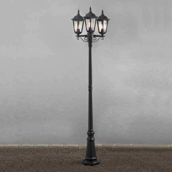 Konstsmide Lampadar Firenze, 3 fluxuri, negru, reglabil, Negru, Metal, Casă de țară / Rustic