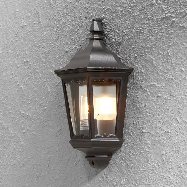 Konstsmide Aplică de exterior Firenze, semicupă, negru, Negru, Metal, Casă de țară / Rustic