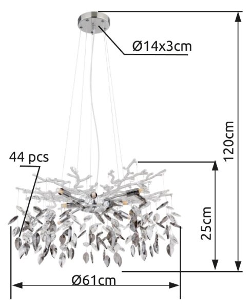 Lustră pe cablu Globo 64133-8 DANNA 8xG9/8W/230V