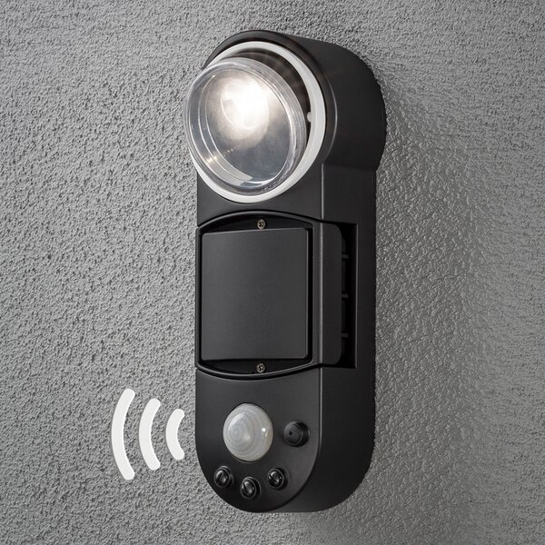Konstsmide Proiector LED exterior Prato, baterie, lățime 10cm, Negru, Plastic, Modern