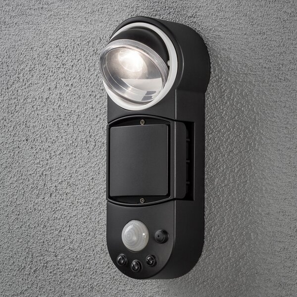 Konstsmide Proiector LED exterior Prato, baterie, lățime 10cm, Negru, Plastic, Modern