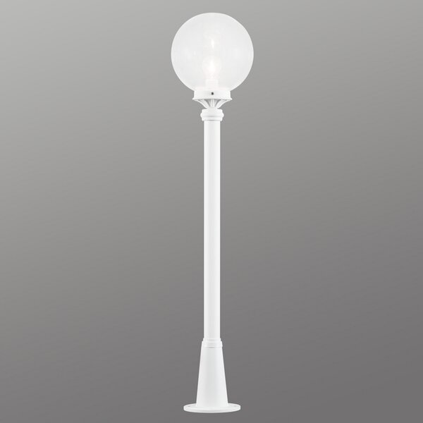 Konstsmide Lampă de trotuar Linus, alb, cu abajur glob clar, Alb, Metal