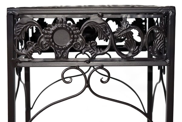 Outsunny Set de 3 Scaune Suport pentru Plante, Design Clasic din Fier, Ideal pentru Decorul Grădinii, Maro | Aosom Romania