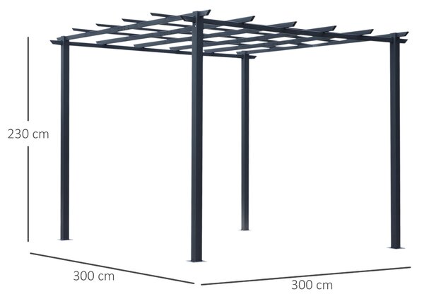 Outsunny Spalier de Gradina Schelet in Metal Negru 300 x 300 x 230 cm | Aosom Romania