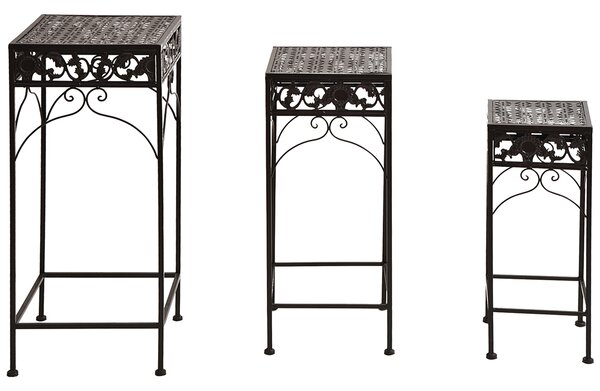 Outsunny Set de 3 Scaune Suport pentru Plante, Design Clasic din Fier, Ideal pentru Decorul Grădinii, Maro | Aosom Romania