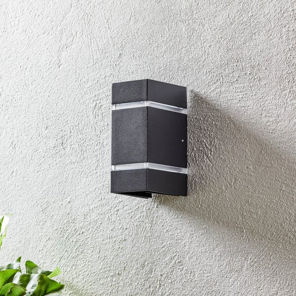 Konstsmide Aplică de exterior Cremona benzi efect, 19,5cm, Negru, Metal, Modern, Perete unghiular