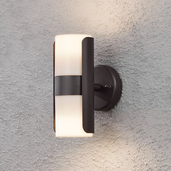 Konstsmide Aplică de exterior Modena cu abajururi albe acril, reglabil, Negru, Metal, Modern