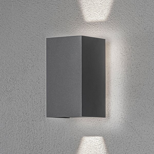 Konstsmide Aplică LED de exterior Cremona cu lumină fundal, Negru, Metal, Modern, Perete unghiular