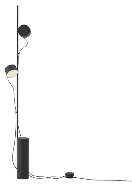 Lampadar Muuto, reglabil, Negru, Camera de zi, Metal