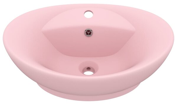 Chiuvetă lux cu preaplin, roz mat, 58,5x39 cm ceramică, oval