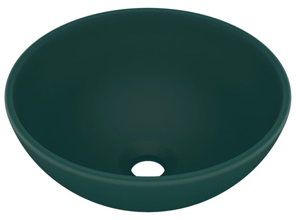 Chiuvetă baie lux verde închis mat 32,5x14 cm ceramică rotund