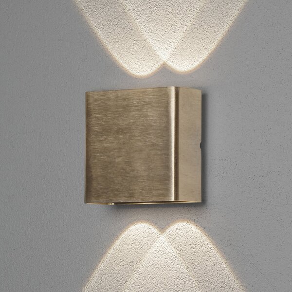 Konstsmide Aplică LED de exterior Chieri, 4 fluxuri din alamă, Auriu / Alamă, Metal, Modern, Perete unghiular
