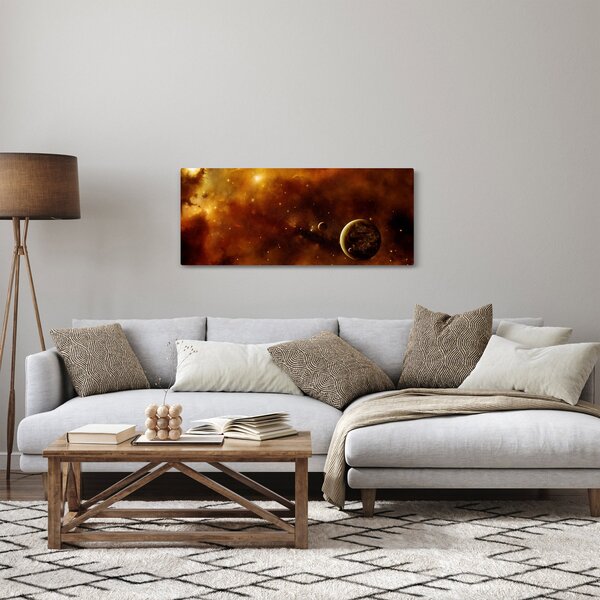 Tablou - Planete cu nebuloasă (120x50 cm)