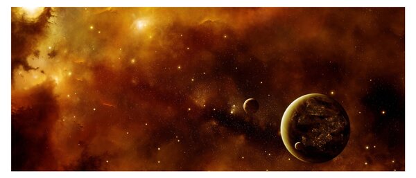 Tablou - Planete cu nebuloasă (120x50 cm)