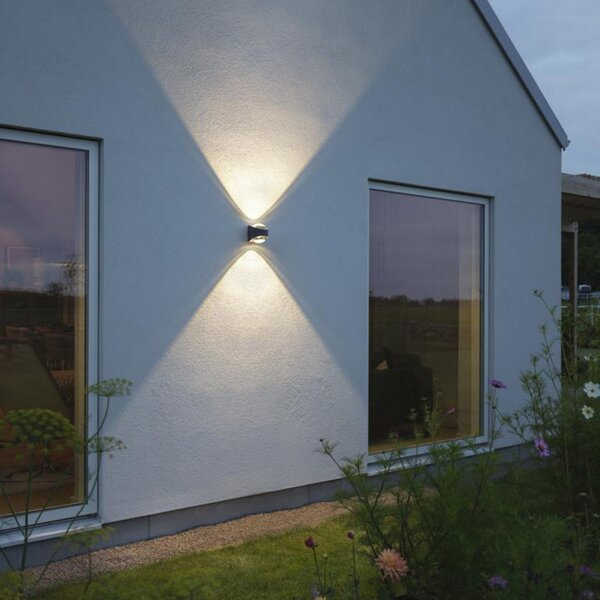 Konstsmide Aplică LED de exterior Bitonto 2 fluxuri antracit, Negru, Metal, Modern
