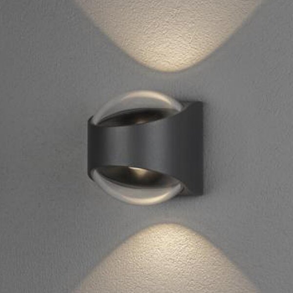 Konstsmide Aplică LED de exterior Bitonto 2 fluxuri antracit, Negru, Metal, Modern