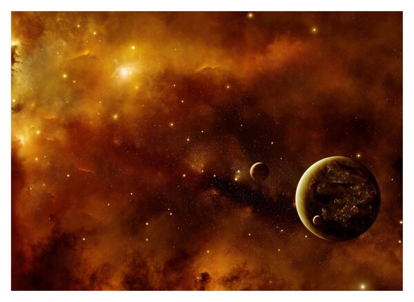 Tablou - Planete cu nebuloasă (70x50 cm)