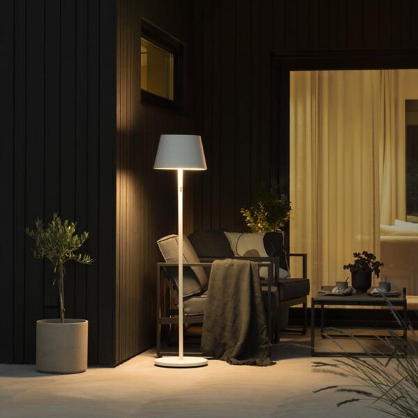 Konstsmide Lampadar LED exterior Pomezia, USB, alb, reglabil, Alb, Metal, Modern