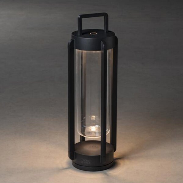 Konstsmide Felinar decorativ LED Otranto, reglabil, USB, reglabil, Negru, Metal, Modern