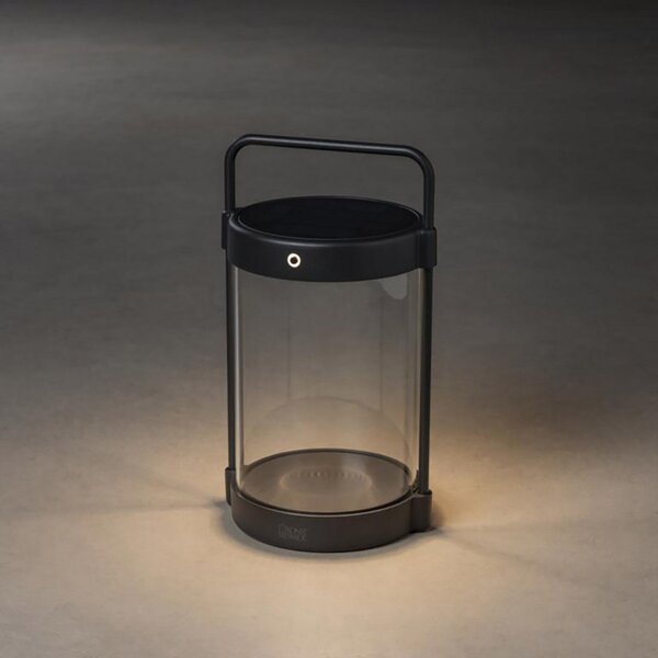 Konstsmide Felinar LED solar Crotone, reglabil, USB, reglabil, Negru, Metal, Modern